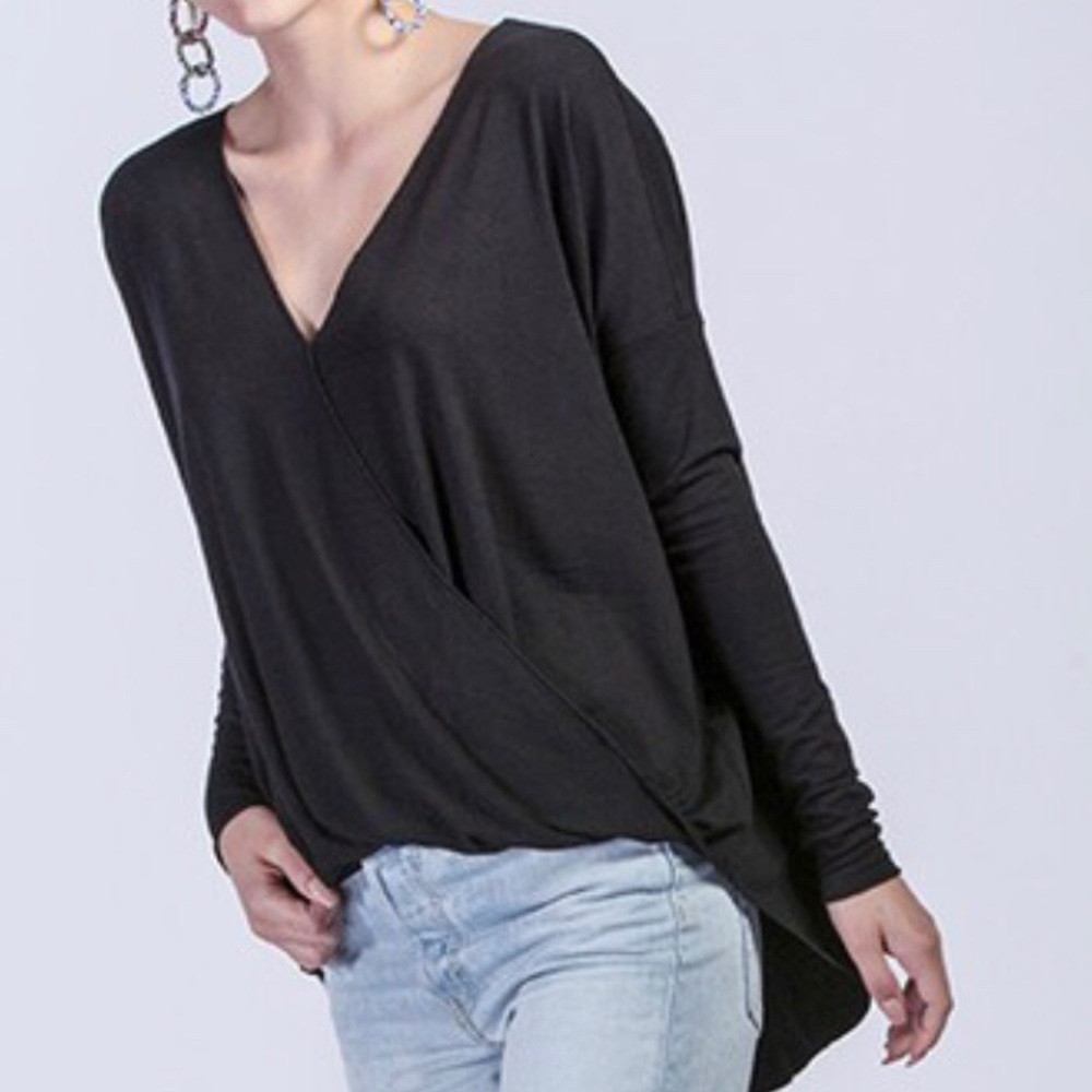 Figure Flattering Draped Crossfront Hi/Lo Top - Picture 6 of 8